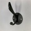 N207 – ( K1022 Single Hook – Round Plate High and Low , Black )4 Heavy-Duty Dual-Prong Robe & Coat Hook | Matte Black Round Base Plate Hanger with High & Low Tiered Arms