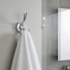 Premium Wall-Mounted Multi-Prong Hook | Mirror Chrome Tiered Robe & Towel Hanger with Decorative Circular Patterned Base