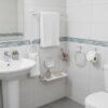 Premium 7-Piece Wall-Mounted Bathroom Accessory Suite | Durable White ABS Plastic Hardware Kit with Vanity Shelf & Glass Tumbler