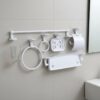 Premium 7-Piece Wall-Mounted Bathroom Accessory Suite | Durable White ABS Plastic Hardware Kit with Vanity Shelf & Glass Tumbler