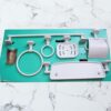 Premium 7-Piece Wall-Mounted Bathroom Accessory Suite | Durable White ABS Plastic Hardware Kit with Vanity Shelf & Glass Tumbler