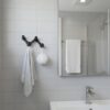 N247 – High Density 4 Nob Adjustable Hooks – Black 3 Premium Wall-Mounted High-Density Adjustable Hook Rail | Flexible 4-Knob Folding Towel & Coat Hanger with Matte Black Finish