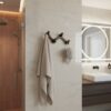 N247 – High Density 4 Nob Adjustable Hooks – Black 7 Premium Wall-Mounted High-Density Adjustable Hook Rail | Flexible 4-Knob Folding Towel & Coat Hanger with Matte Black Finish