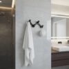N247 – High Density 4 Nob Adjustable Hooks – Black 8 Premium Wall-Mounted High-Density Adjustable Hook Rail | Flexible 4-Knob Folding Towel & Coat Hanger with Matte Black Finish