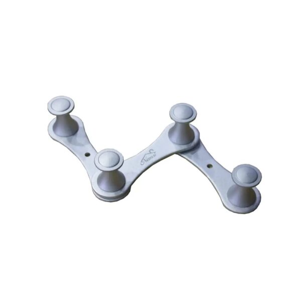 N248 – High Density 4 Nob Adjustable Hook Premium Wall-Mounted High-Density Adjustable Hook Rail | Flexible 4-Knob Folding Towel & Coat Hanger with Satin Silver Finish
