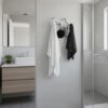 N248 – High Density 4 Nob Adjustable Hook 2 Premium Wall-Mounted High-Density Adjustable Hook Rail | Flexible 4-Knob Folding Towel & Coat Hanger with Satin Silver Finish