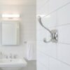 Premium Wall-Mounted Square Plate Double Hook | Polished Mirror Chrome Dual Robe & Towel Hanger with Decorative Accent