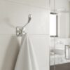 Premium Wall-Mounted Square Plate Double Hook | Polished Mirror Chrome Dual Robe & Towel Hanger with Decorative Accent