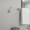 Premium Wall-Mounted Square Plate Double Hook | Polished Mirror Chrome Dual Robe & Towel Hanger with Decorative Accent
