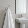 Premium Wall-Mounted Square Plate Double Hook | Polished Mirror Chrome Dual Robe & Towel Hanger with Decorative Accent