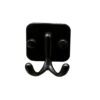 Premium Wall-Mounted Square Plate Double Hook | Sleek Matte Black Dual Robe & Towel Hanger with Heavy-Duty "Duck Feet" Split-Prong Chassis