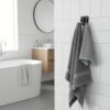Premium Wall-Mounted Square Plate Double Hook | Sleek Matte Black Dual Robe & Towel Hanger with Heavy-Duty "Duck Feet" Split-Prong Chassis