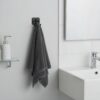 Premium Wall-Mounted Square Plate Double Hook | Sleek Matte Black Dual Robe & Towel Hanger with Heavy-Duty "Duck Feet" Split-Prong Chassis