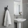 Premium Wall-Mounted Square Plate Double Hook | Sleek Matte Black Dual Robe & Towel Hanger with Heavy-Duty "Duck Feet" Split-Prong Chassis