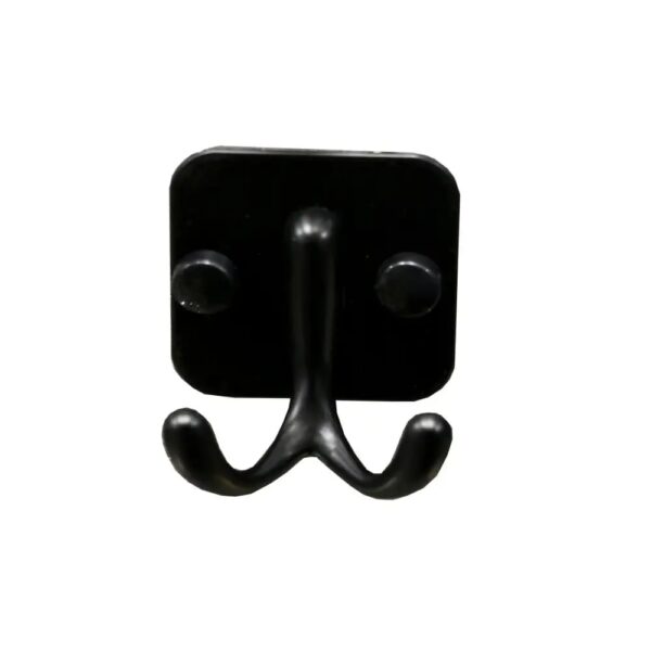 Premium Wall-Mounted Square Plate Double Hook | Sleek Matte Black Dual Robe & Towel Hanger with Heavy-Duty "Duck Feet" Split-Prong Chassis