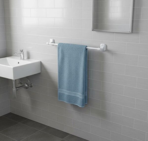 Premium Wall-Mounted ABS Towel Rail | 50cm Durable White Plastic Single Bathroom Towel Bar Hanging Rod
