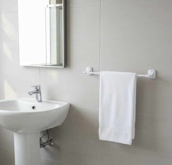 Premium Wall-Mounted ABS Towel Rail | 50cm Durable White Plastic Single Bathroom Towel Bar Hanging Rod