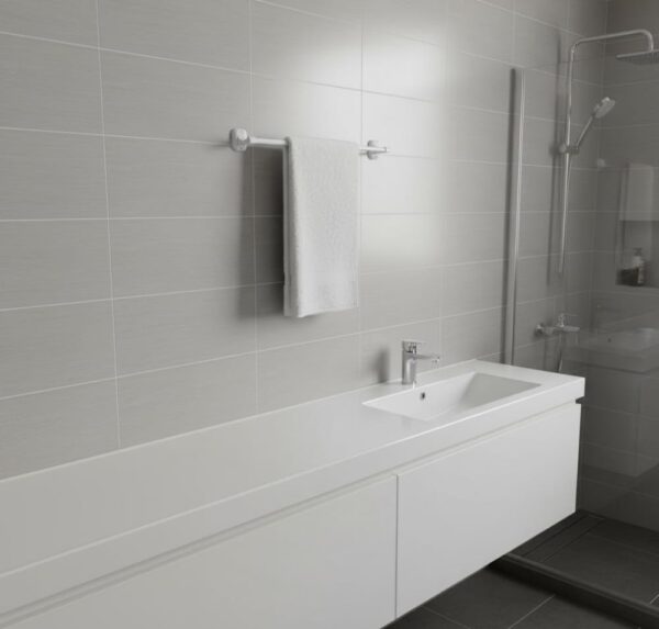 Premium Wall-Mounted ABS Towel Rail | 50cm Durable White Plastic Single Bathroom Towel Bar Hanging Rod