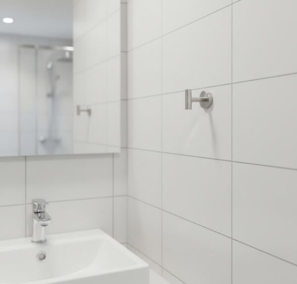 N265 – ( SS304 – Heavy Duty Hook, Matt ) 7 Premium Wall-Mounted SS304 Heavy-Duty T-Bar Hook | Matte Brushed Stainless Steel Dual Robe & Towel Hanger with Circular Flange Base
