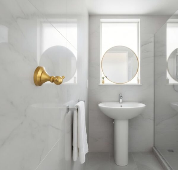 Premium High-Density Wall-Mounted Double Hook | Elegant Champagne Gold Dual Robe & Towel Hanger with Ornate Sculpted Flange Base