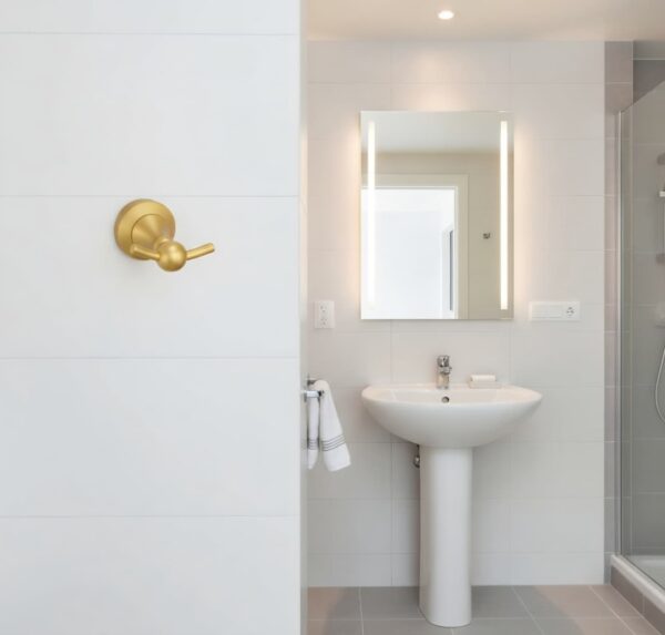 Premium High-Density Wall-Mounted Double Hook | Elegant Champagne Gold Dual Robe & Towel Hanger with Ornate Sculpted Flange Base
