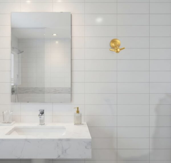 Premium High-Density Wall-Mounted Double Hook | Elegant Champagne Gold Dual Robe & Towel Hanger with Ornate Sculpted Flange Base