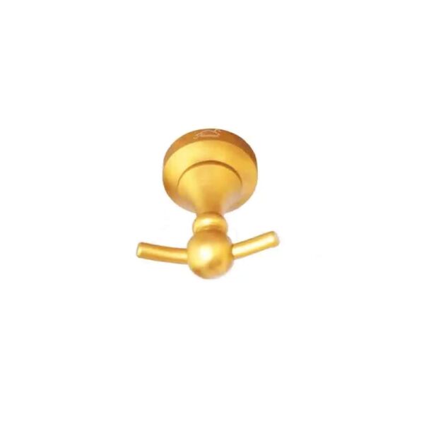 Premium High-Density Wall-Mounted Double Hook | Elegant Champagne Gold Dual Robe & Towel Hanger with Ornate Sculpted Flange Base