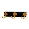 Luxury Wall-Mounted 3-Hook Rail | Matte Black & Champagne Gold Multi-Robe & Towel Hanger with Clover Decorative Accents
