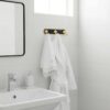 Luxury Wall-Mounted 3-Hook Rail | Matte Black & Champagne Gold Multi-Robe & Towel Hanger with Clover Decorative Accents