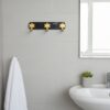 Luxury Wall-Mounted 3-Hook Rail | Matte Black & Champagne Gold Multi-Robe & Towel Hanger with Clover Decorative Accents