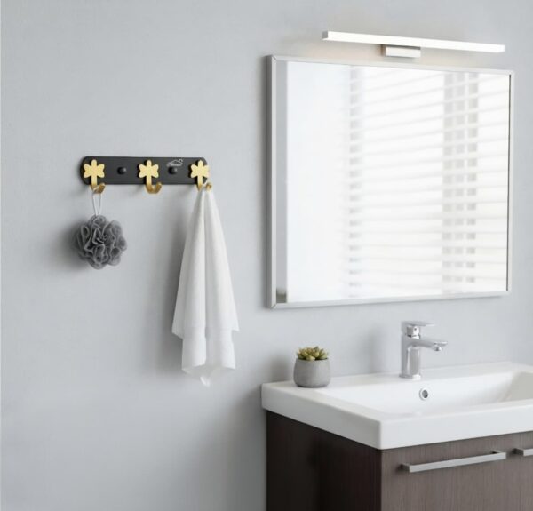 Luxury Wall-Mounted 3-Hook Rail | Matte Black & Champagne Gold Multi-Robe & Towel Hanger with Clover Decorative Accents