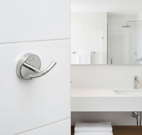 Premium Wall-Mounted Heavy Duty Yoke Hook | Mirror-Polished Chrome T-Bar Dual Robe & Towel Hanger with Circular Flange Base
