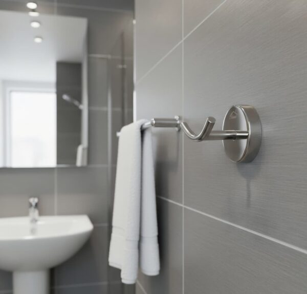 Premium Wall-Mounted Heavy Duty Yoke Hook | Mirror-Polished Chrome T-Bar Dual Robe & Towel Hanger with Circular Flange Base