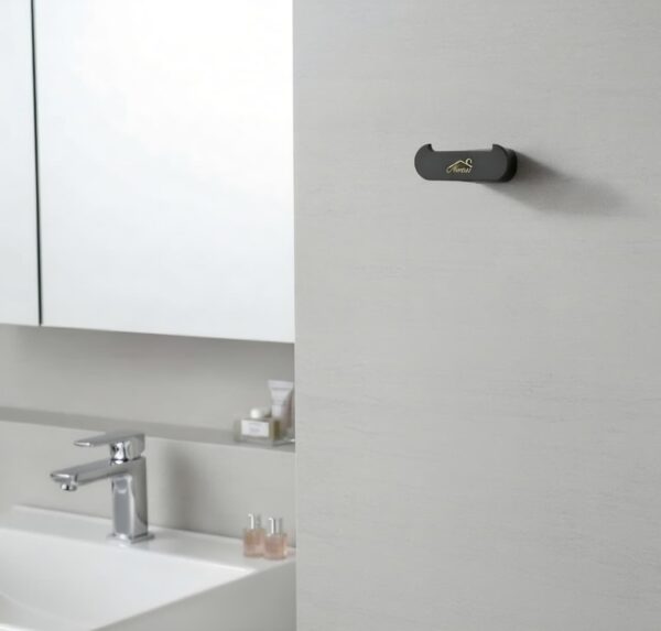 N307 – Premium Gun Grey ( Yoke ) Hook 2 Premium Wall-Mounted Heavy-Duty Yoke Hook | Modern Gun Grey T-Bar Dual Robe & Towel Hanger with Sleek Oval-Profile Stem