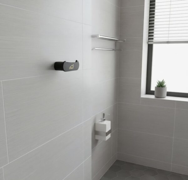 N307 – Premium Gun Grey ( Yoke ) Hook 5 Premium Wall-Mounted Heavy-Duty Yoke Hook | Modern Gun Grey T-Bar Dual Robe & Towel Hanger with Sleek Oval-Profile Stem