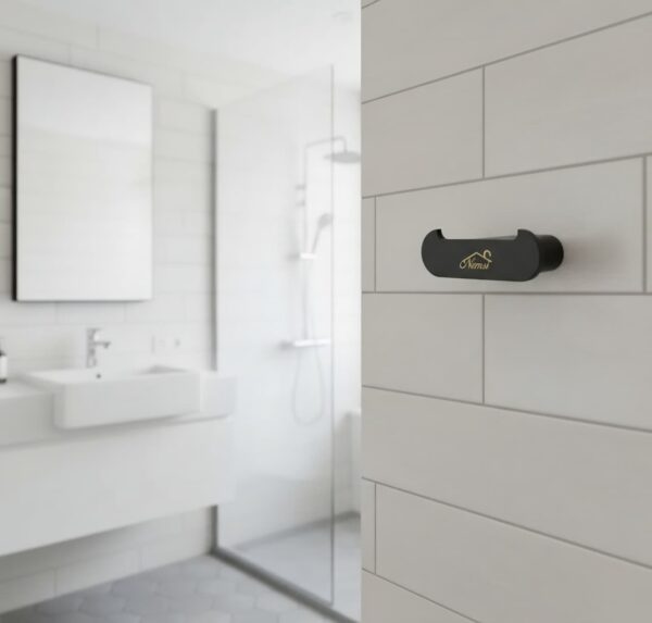 N307 – Premium Gun Grey ( Yoke ) Hook 6 Premium Wall-Mounted Heavy-Duty Yoke Hook | Modern Gun Grey T-Bar Dual Robe & Towel Hanger with Sleek Oval-Profile Stem