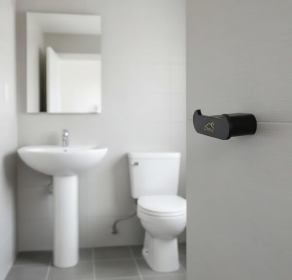 N307 – Premium Gun Grey ( Yoke ) Hook 7 Premium Wall-Mounted Heavy-Duty Yoke Hook | Modern Gun Grey T-Bar Dual Robe & Towel Hanger with Sleek Oval-Profile Stem