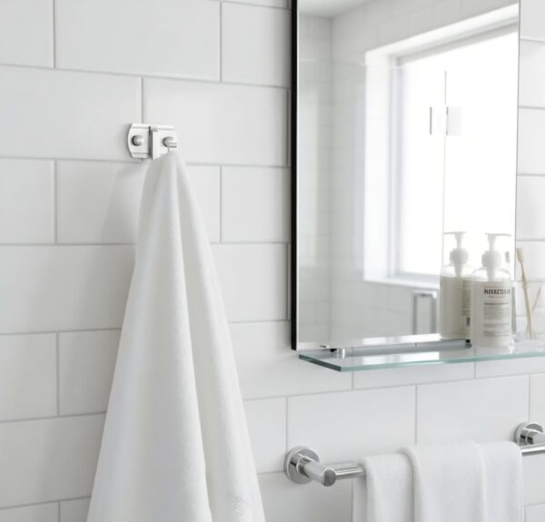 N347 – Single Hook – High Density Aluminium 2 Premium Wall-Mounted Single Utility Hook | High-Density Aluminium Towel & Coat Hanger with Heavy-Duty Dual Anchor Plates