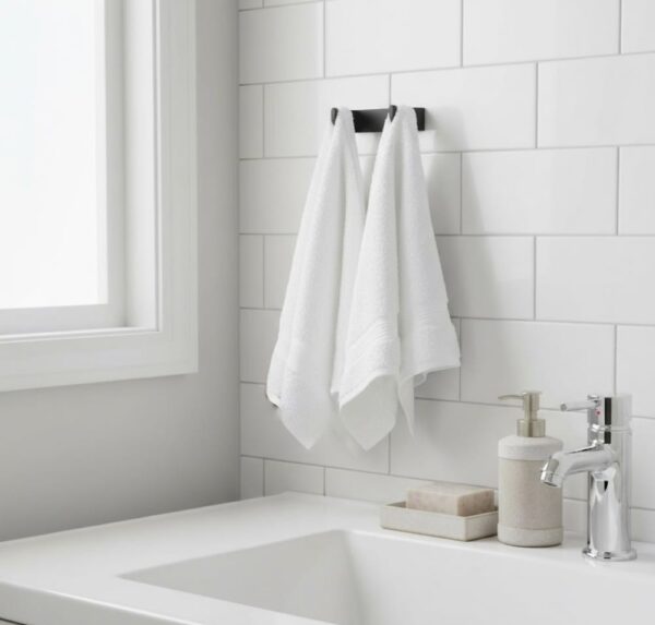 N354 – Premium Square Double Hook ( Concealed Screws ) – Black 4 Premium Wall-Mounted Square Double Hook | Minimalist Matte Black Dual Robe & Towel Hanger with Concealed Mounting System