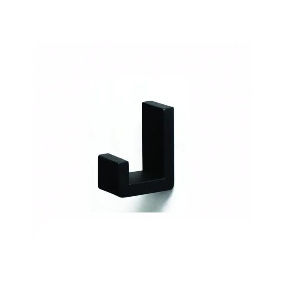N359 – Premium Square Single Hook ( Concealed Screws ) – Black Premium Wall-Mounted Square Single Hook | Minimalist Matte Black Robe & Towel Hanger with Concealed Mounting System