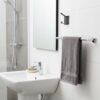 Premium Slotted Matte Black Double-Sided Single Hook | Heavy-Duty Damage-Free 3M Self-Adhesive Wall Hanger for Robes & Towels