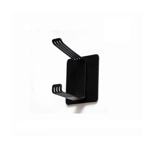 Premium Slotted Matte Black Double-Sided Single Hook | Heavy-Duty Damage-Free 3M Self-Adhesive Wall Hanger for Robes & Towels