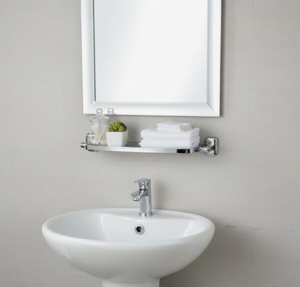 Premium Wall-Mounted ABS Vanity Shelf | Chrome-Plated Plastic Bathroom Storage Tray with Integrated Drainage Slots