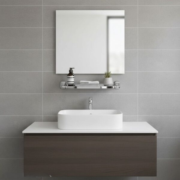 Premium Wall-Mounted ABS Vanity Shelf | Chrome-Plated Plastic Bathroom Storage Tray with Integrated Drainage Slots