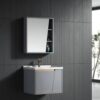 Modern Wall-Mounted Slate Grey Bathroom Vanity Set | Floating Vanity Cabinet with Integrated White Basin & Asymmetrical Mirror Storage Cabinet